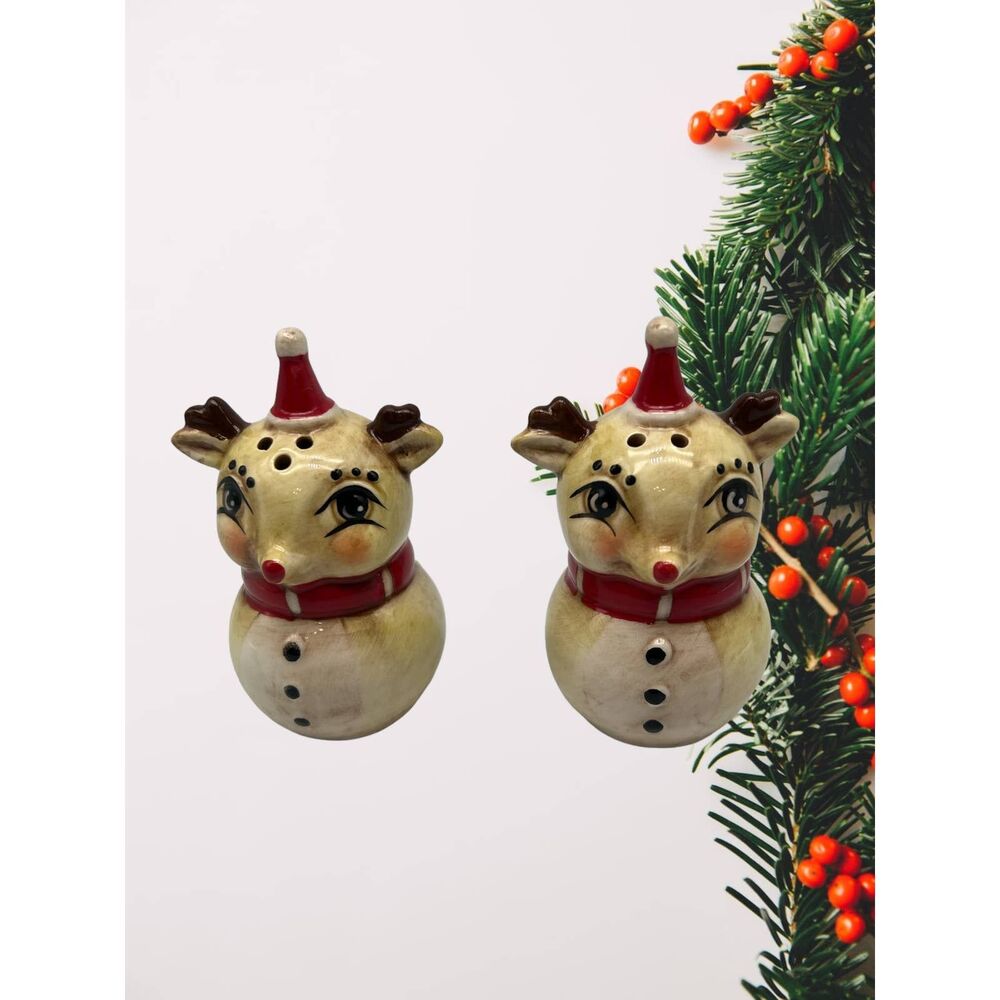 Johanna Parker Reindeer Christmas Salt and Pepper Shakers